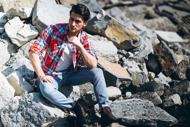 Man sitting on rocks