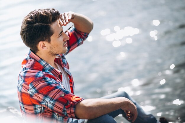 Man sitting on rocks