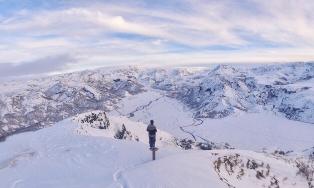 Man standing on snowfield