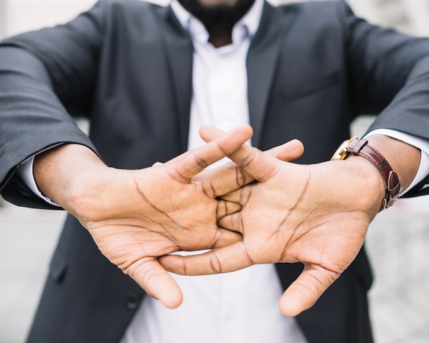 Man stretching fingers