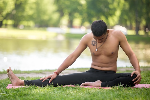 Man stretching his leg