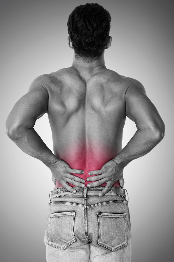 Free Photo man suffer from huge pain of back 
