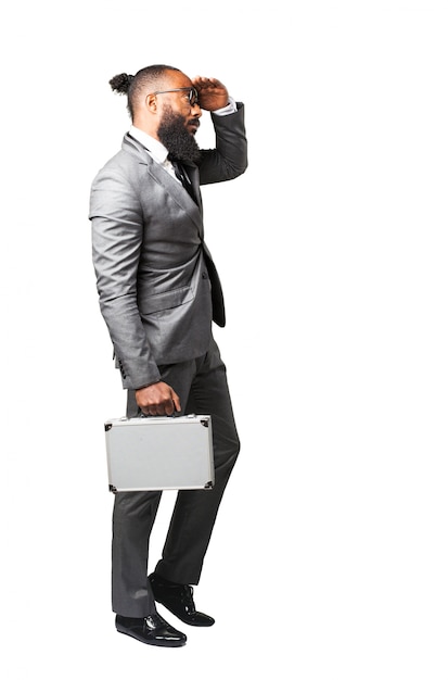 Man in suit and suitcase