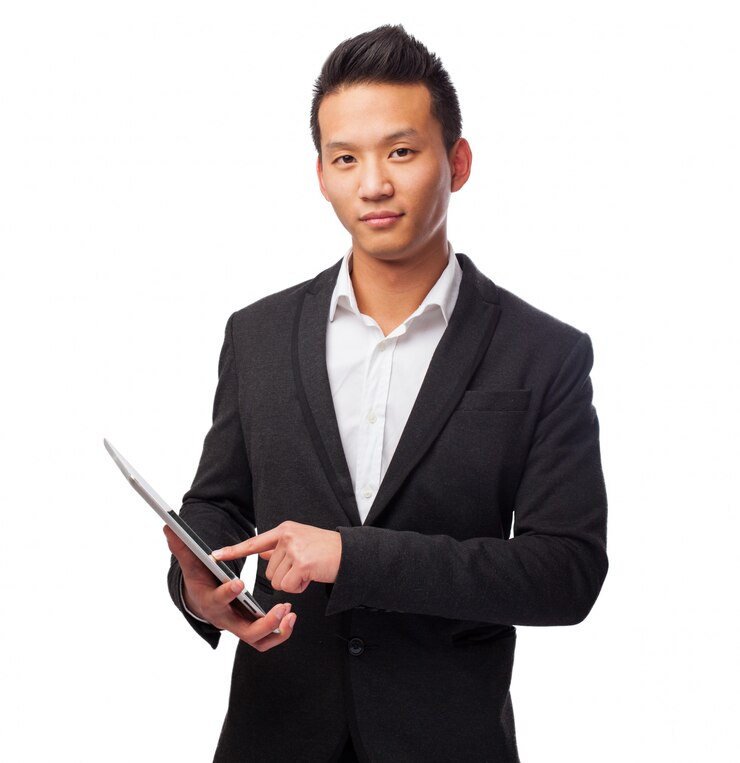 無料Photo スーツの男とタブレット