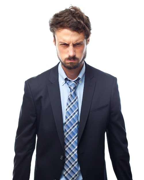 Free photo man in suit with angry face