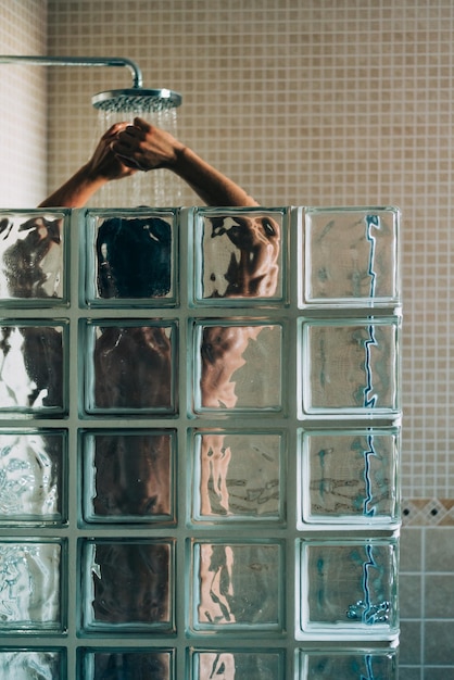 Man taking a shower