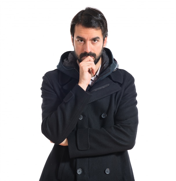 Man thinking over white background