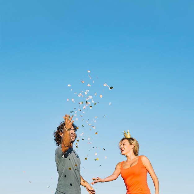 Man throwing confetti