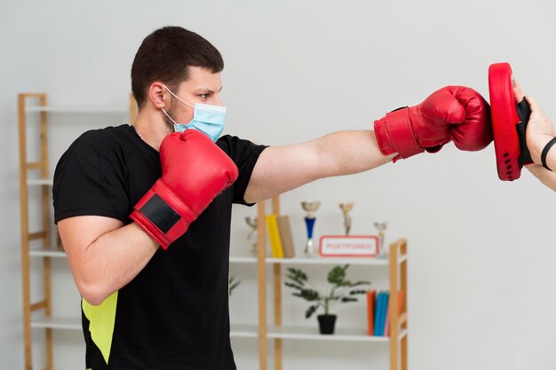 Man training for a box match