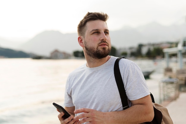 Man traveling alone in montenegro