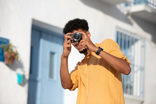 Man traveling and discovering new places