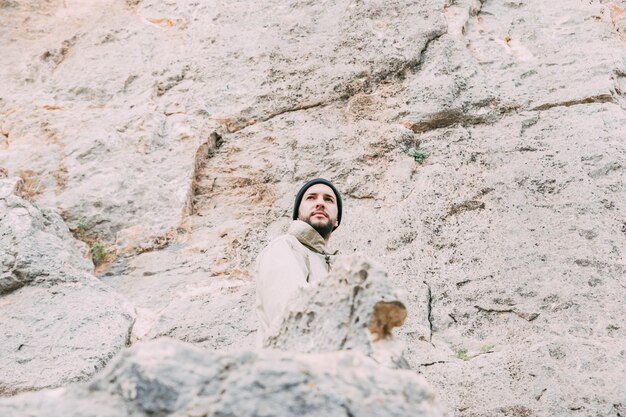 Man trekking in mountains