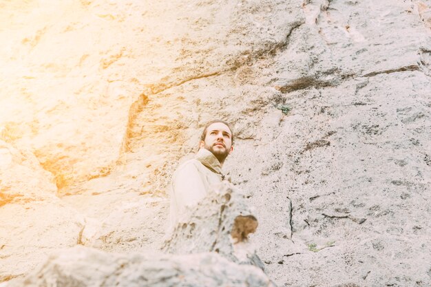 Man trekking in mountains