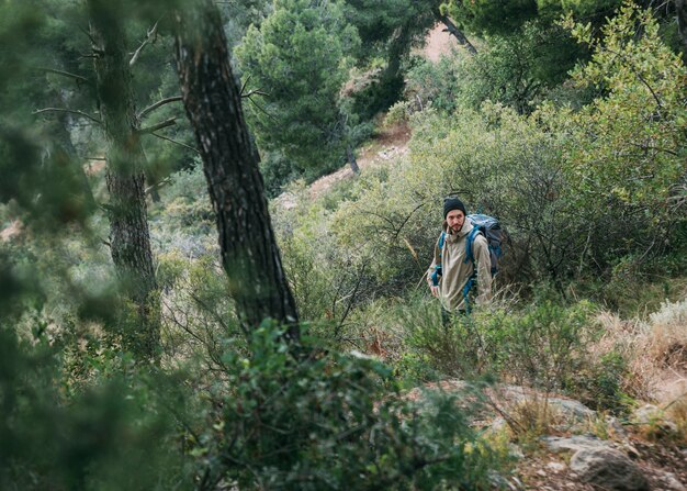 Man trekking in nature