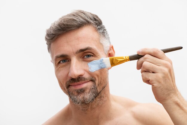 Man using anti aging treatment