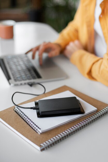 man using external storage used