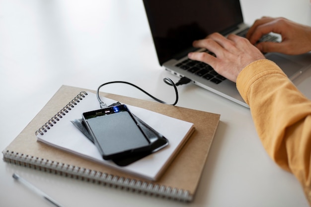 Man using external storage used