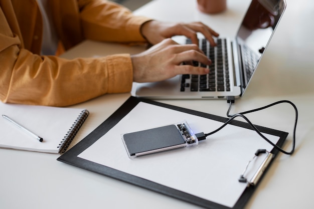 Man using external storage used