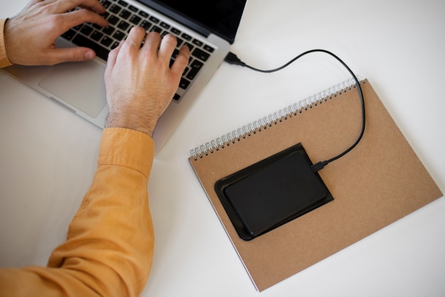 Man using external storage used