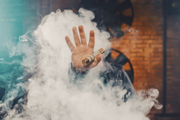 Man vaping an electronic cigarette