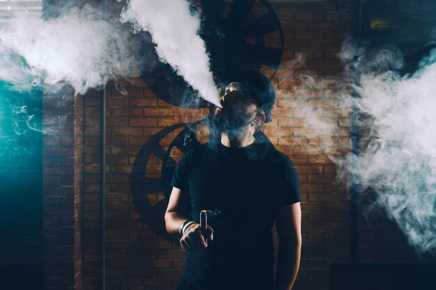 Man vaping an electronic cigarette