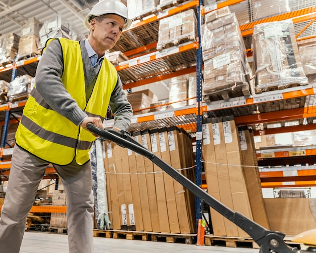 Man in warehouse working