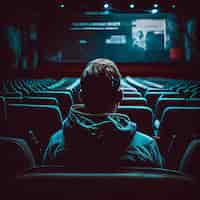 無料写真 劇場の座席で映画を見ている男性 スペクタクル ジェネレーティブ ai
