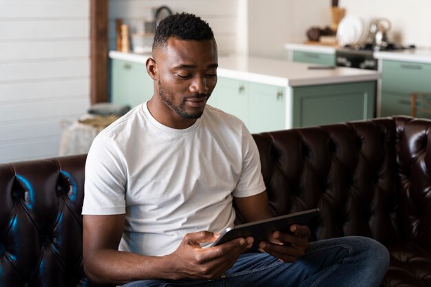 Man watching a movie on streaming service