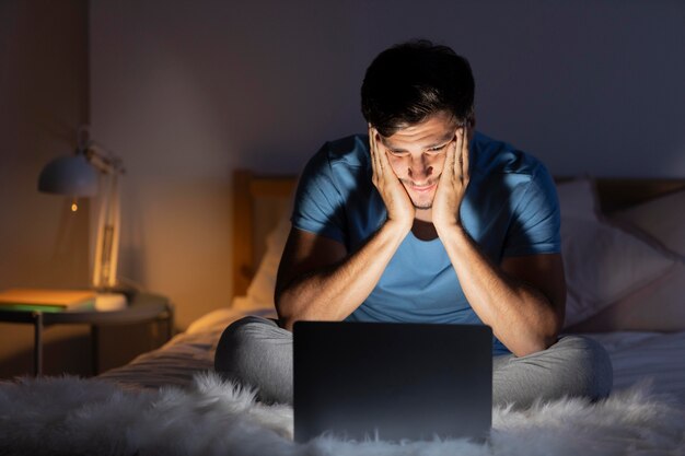 Man watching streaming service on his tablet