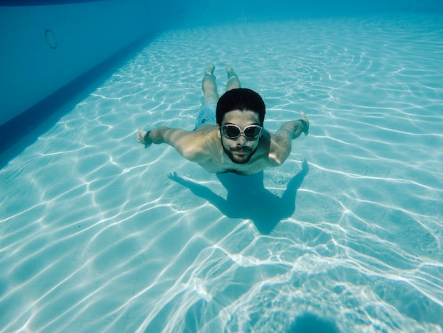 Free photo man under water