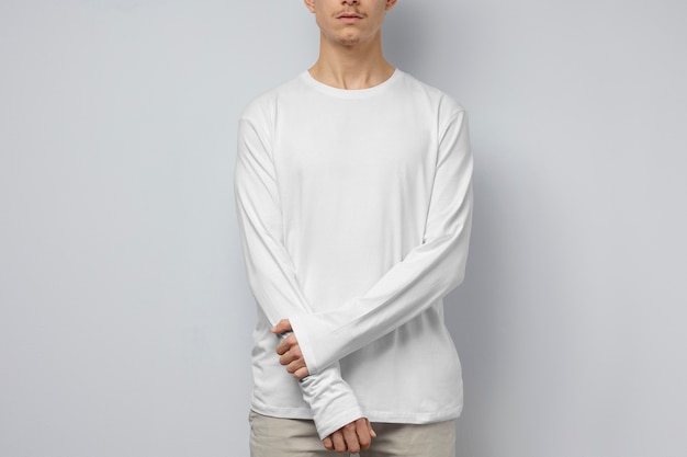 Man wearing blank shirt