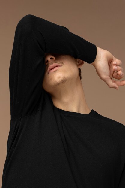 Man wearing blank shirt