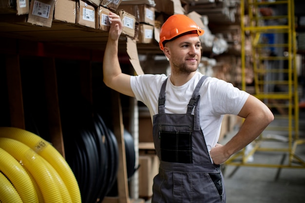 Man wearing helmet medium shot