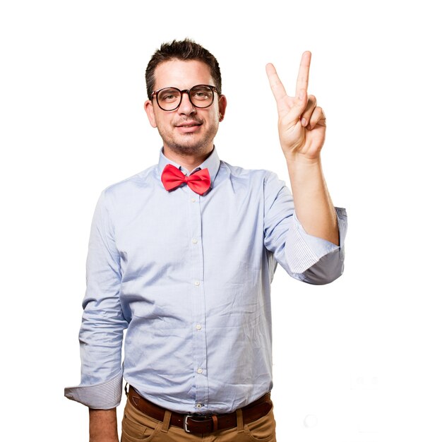 Man wearing a red bow tie. Man wearing a red bow tie. Doing two