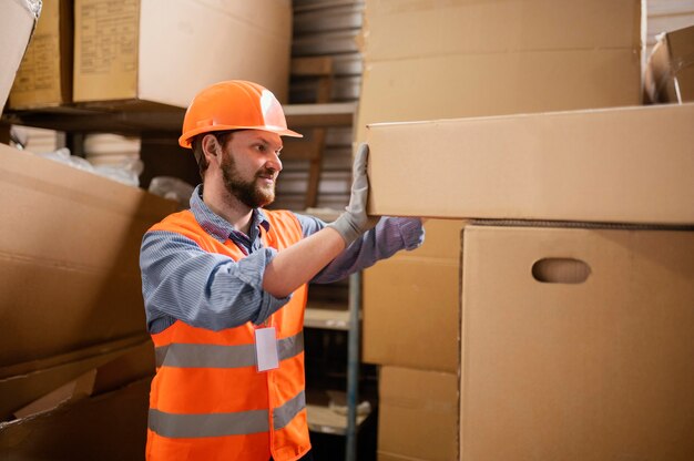 Man wearing a safety cap at work