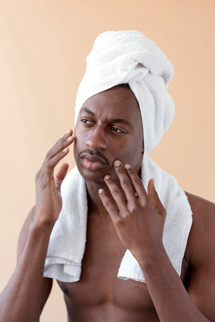 Man wearing towel medium shot