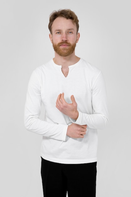 Man wearing white shirt medium shot