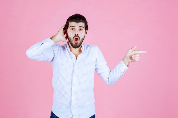 Man in a white shirt looks confused and lost.