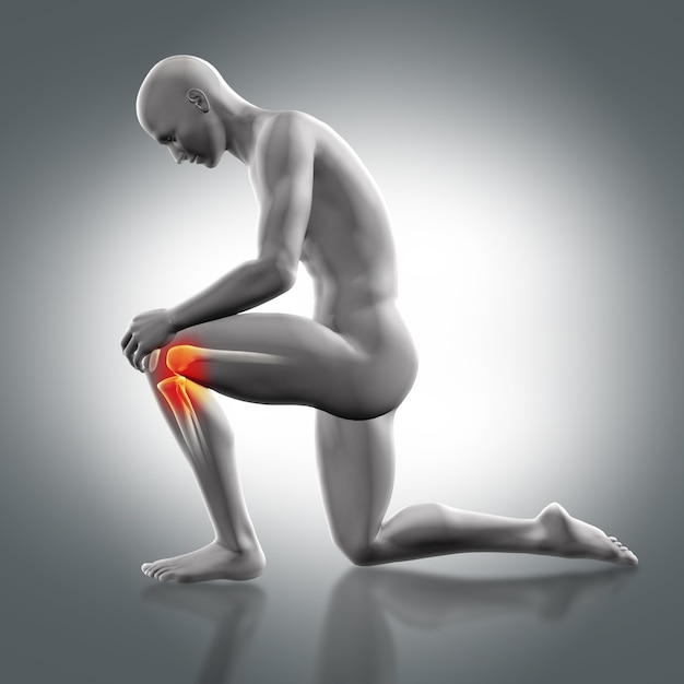 Бесплатное фото Человек с коленом в пол и боли в другом колене