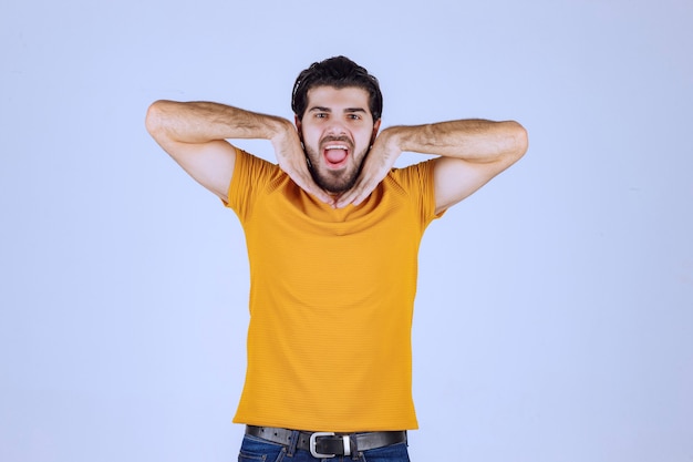 Man with beard sending love and positive energy