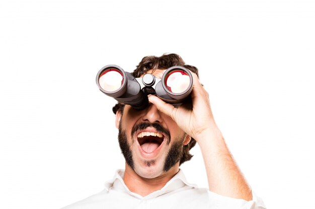 Man with binoculars