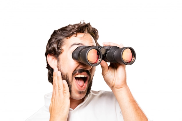 Man with binoculars