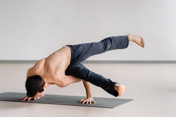 Premium Photo | A man with a bony torso trains lying down, doing a ...