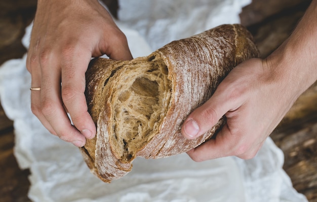 Free photo man with bread