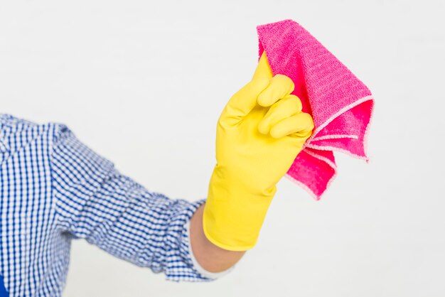 Man with cleaning products