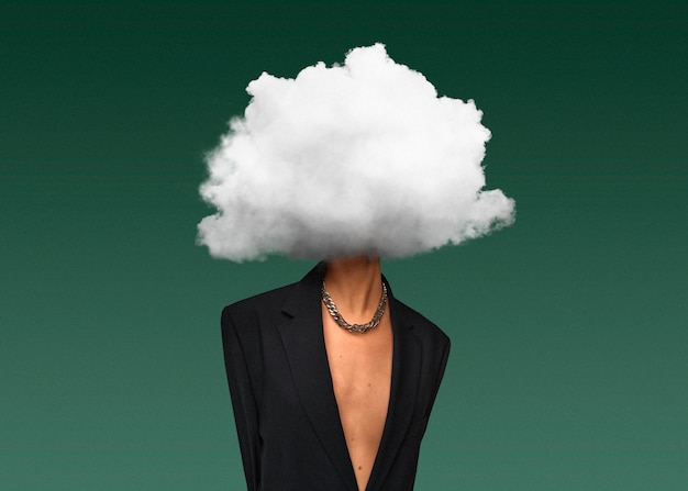 Free photo man with cloud-shaped head front view