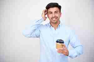 Free photo man with coffee cup