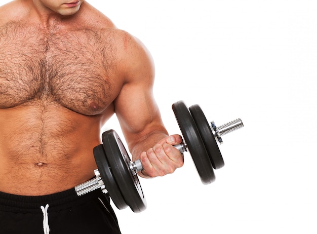 Free photo man with dumbbell