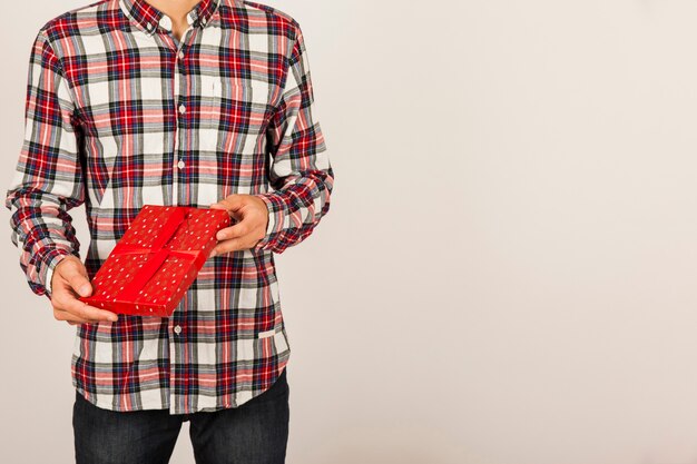 Man with gift box in hands