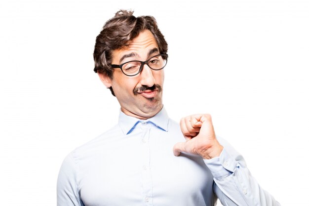 Man with glasses and tongue out